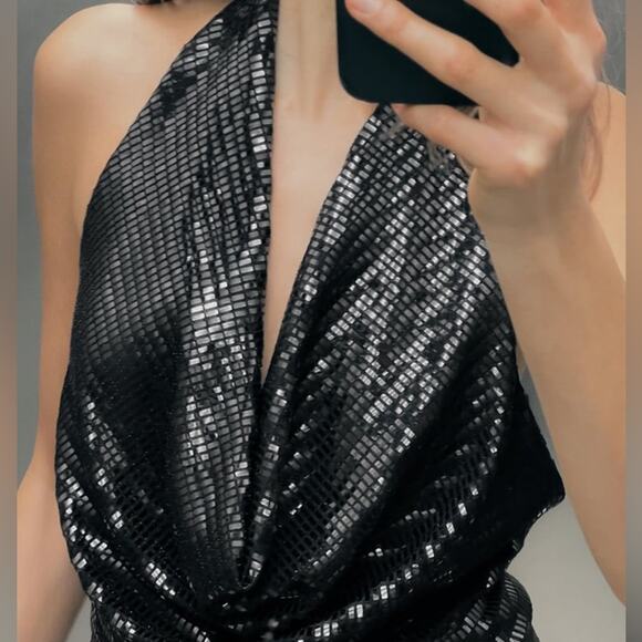 ZARA SPARKLY HALTER NECK JUMPSUIT - Picture 2 of 5
